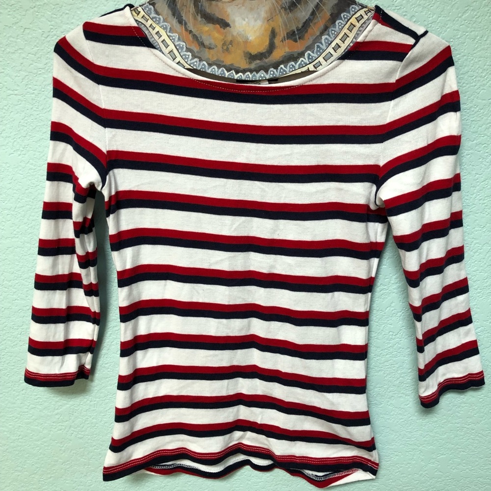 UO BDG Striped 3/4 Sleeve Striped Boatneck Top